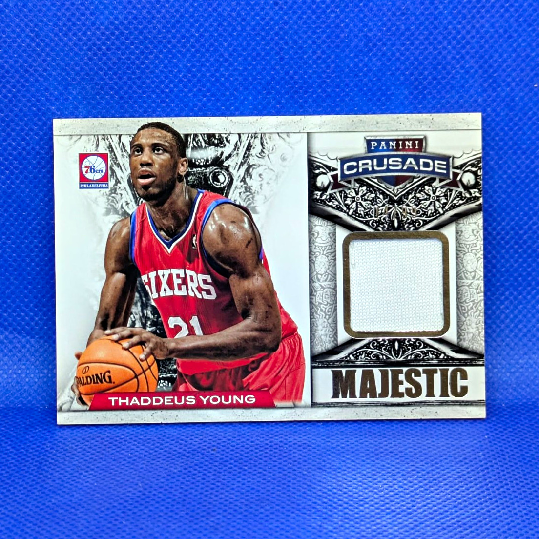 Panini 2013-14 Crusade Thaddeus Young 76ers Majestic Memorabilia #81