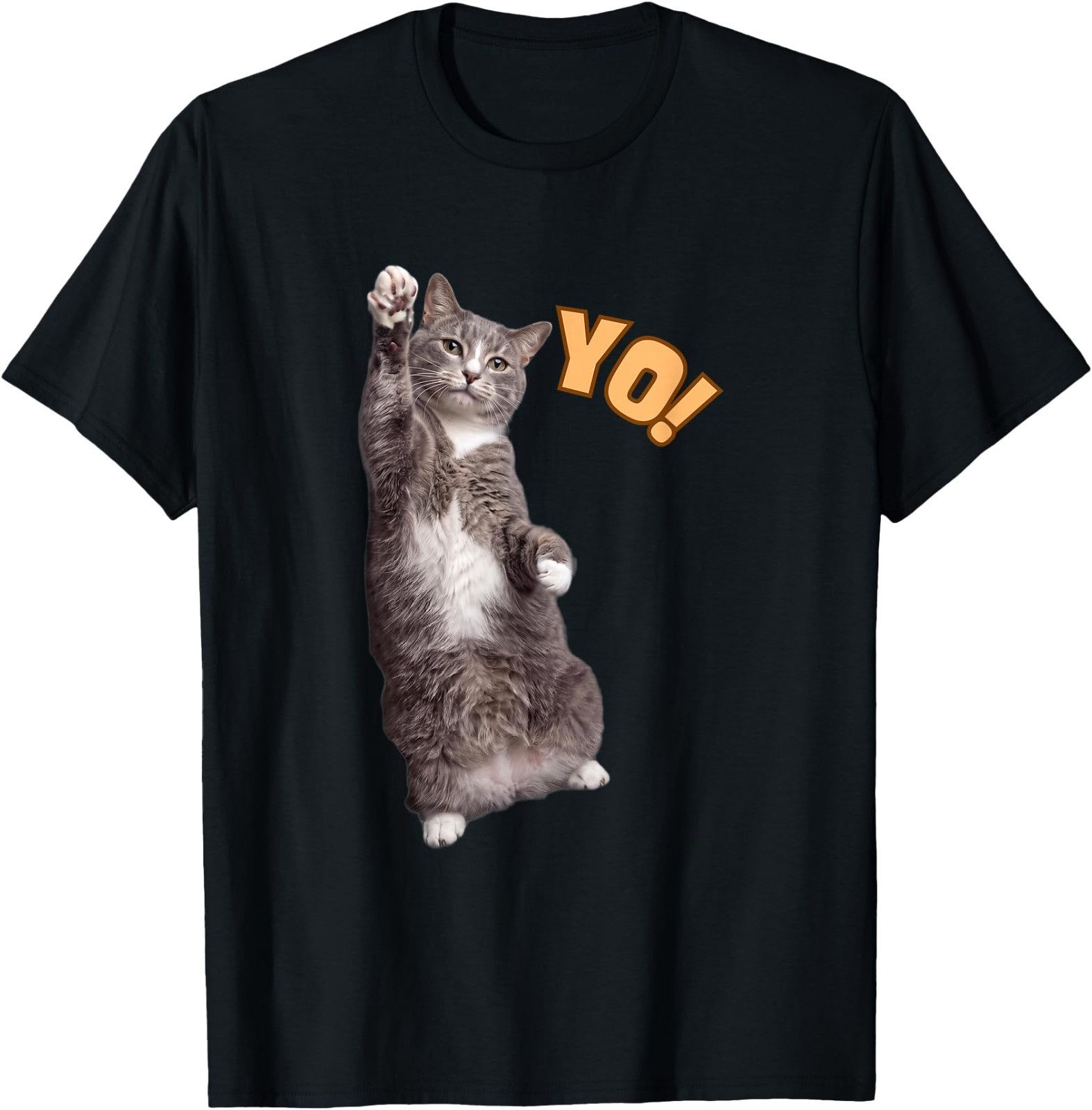 Funny Standing Cat Waving Paw Saying Yo for Kitty Lovers T-Shirt Funny Standing Cat Waving Paw Saying Yo for Kitty Lovers T-Shirt