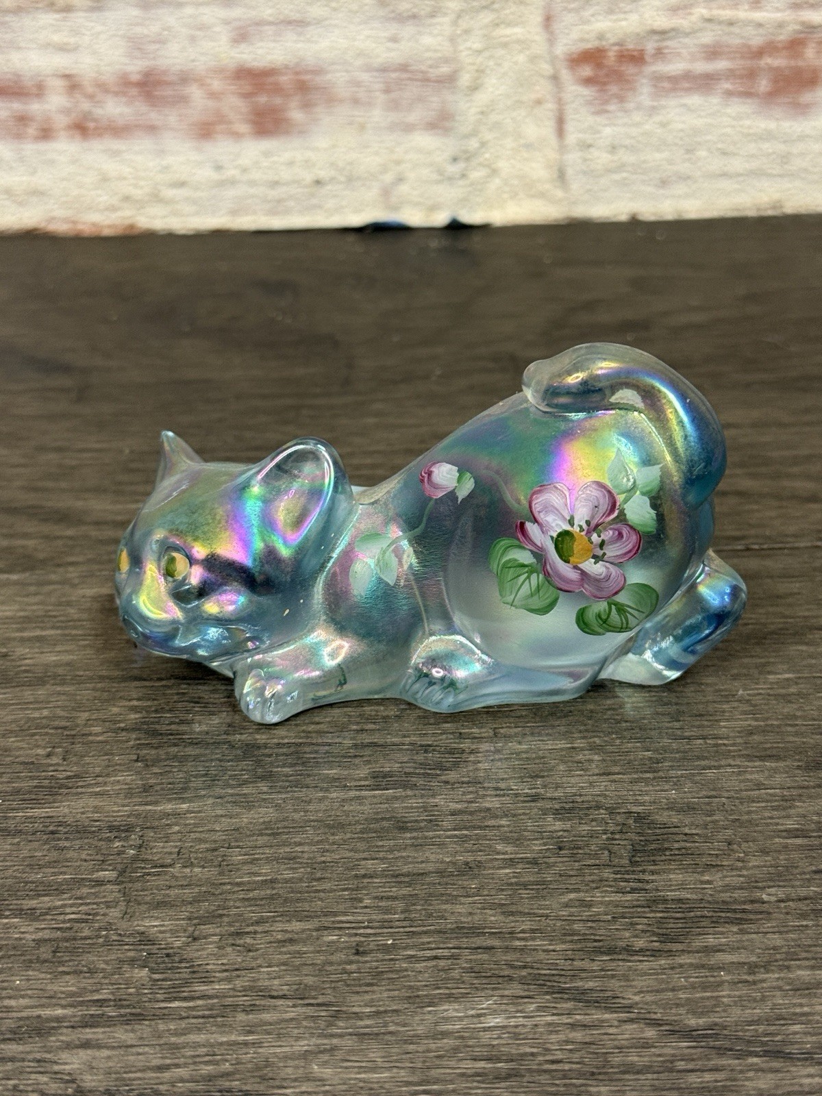 Vintage Fenton Blue Carnival Pouncing Cat Ltd Ed Hand Painted Pam Copeland Vintage Fenton Blue Carnival Pouncing Cat Ltd Ed Hand Painted Pam Copeland