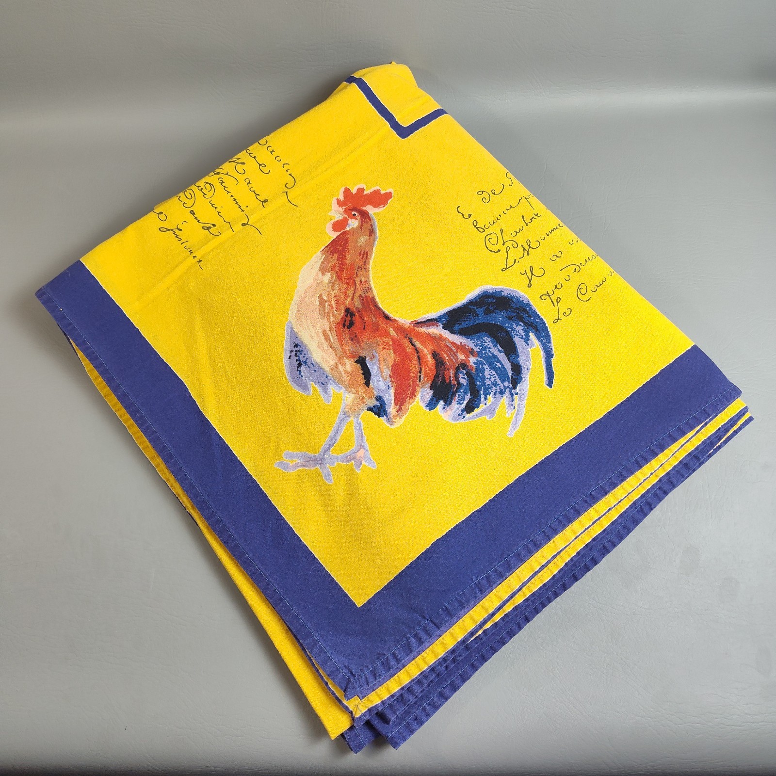 Williams Sonoma Rooster Script Tablecloth 70x108 Rectangle French Country Yellow Williams Sonoma Rooster Script Tablecloth 70x108 Rectangle French Country Yellow