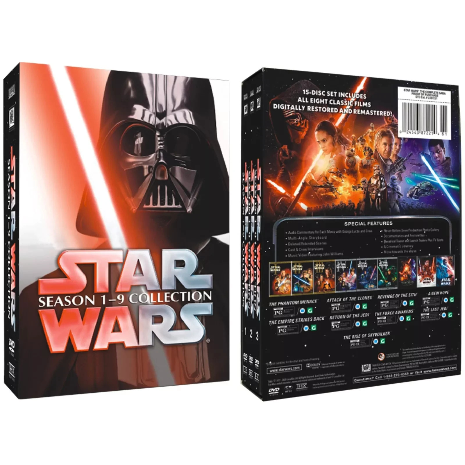 Star Wars Season 1-9 15-Disc DVD Complete 9 Movie Collection Saga Brand New