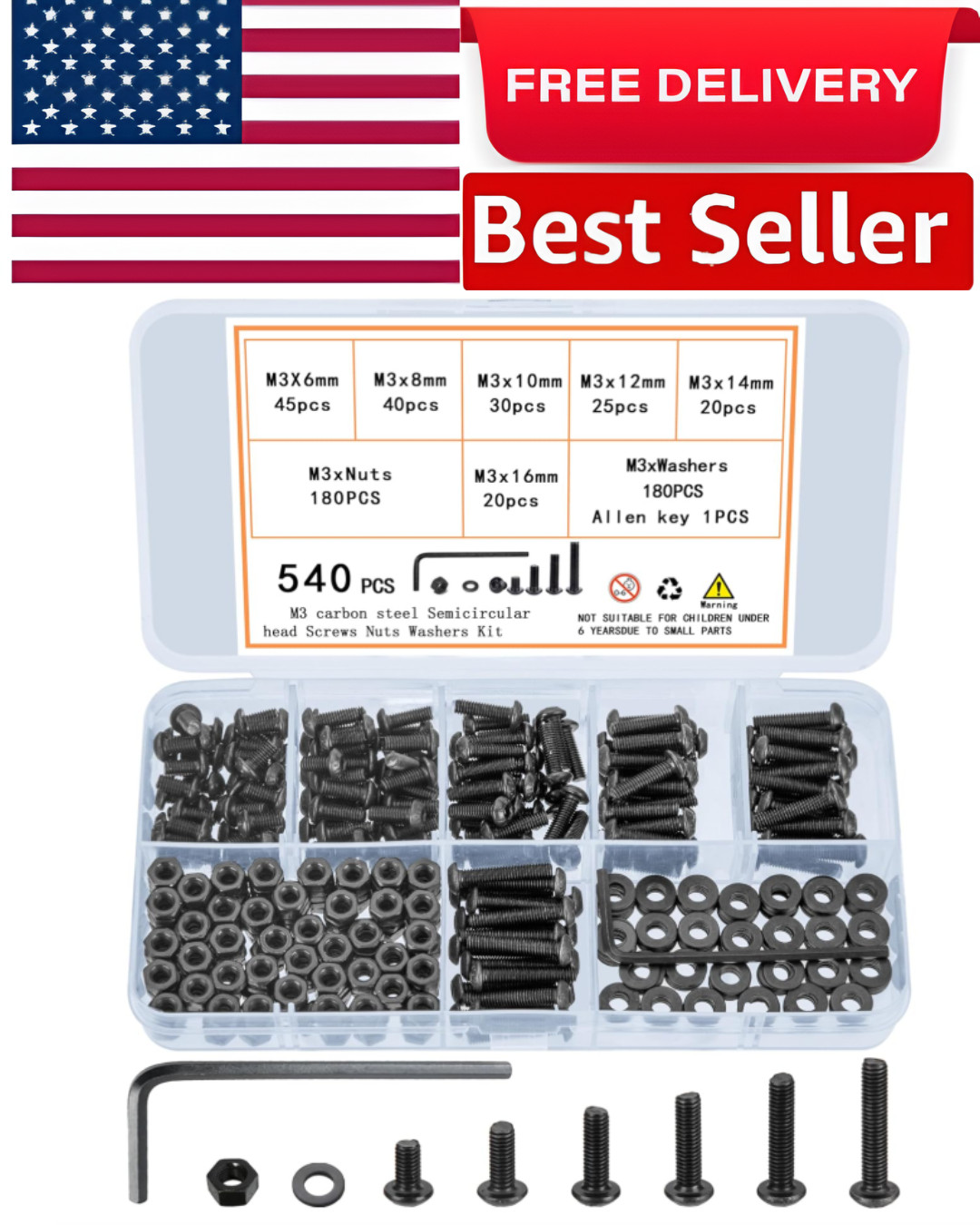 520Pcs Universal RC Screw Kit Screws Assortment Set for Traxxas