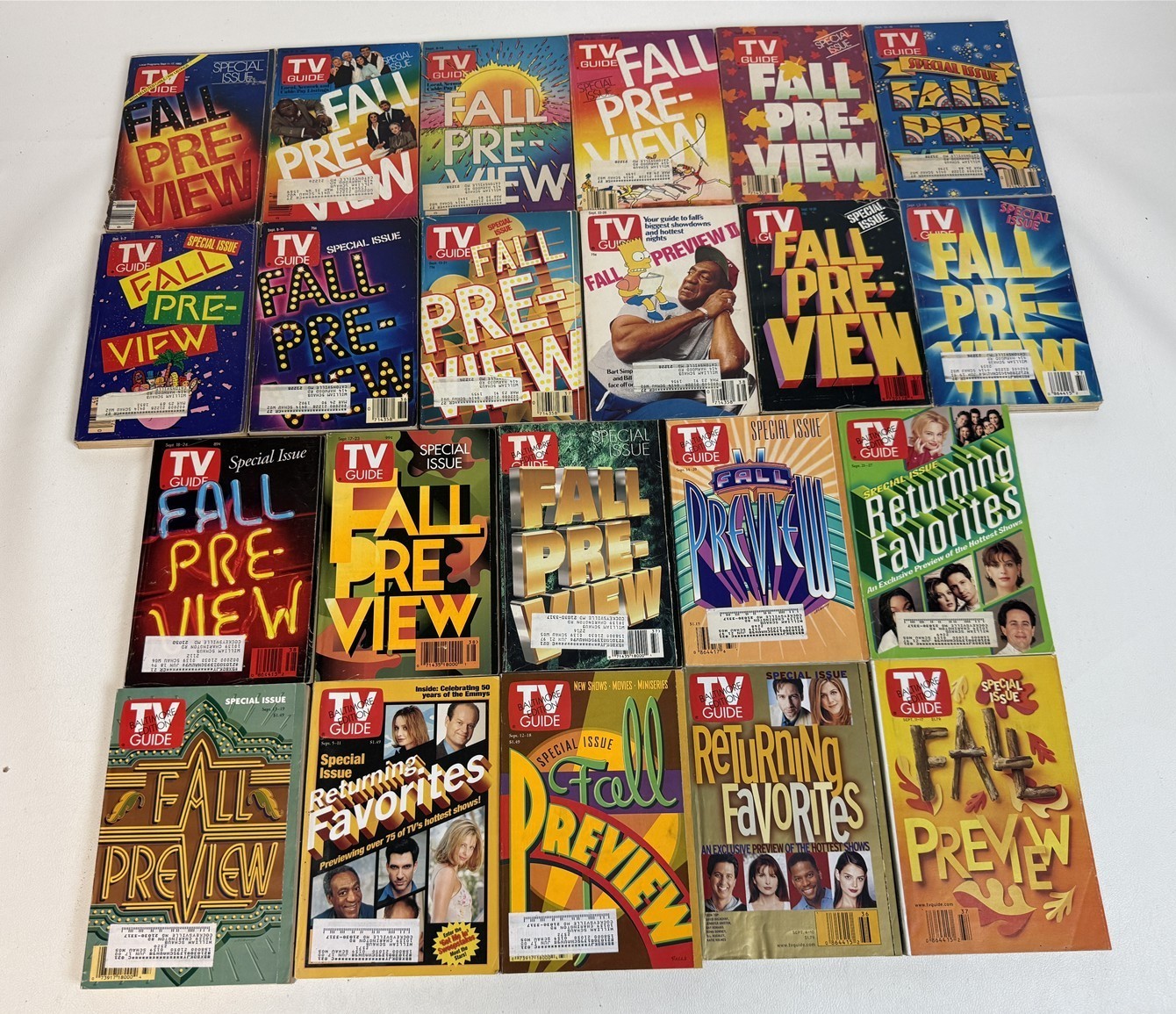 TV Guide Lot 22 Fall Preview Special Issues 1982 to 1999 Baltimore Edition