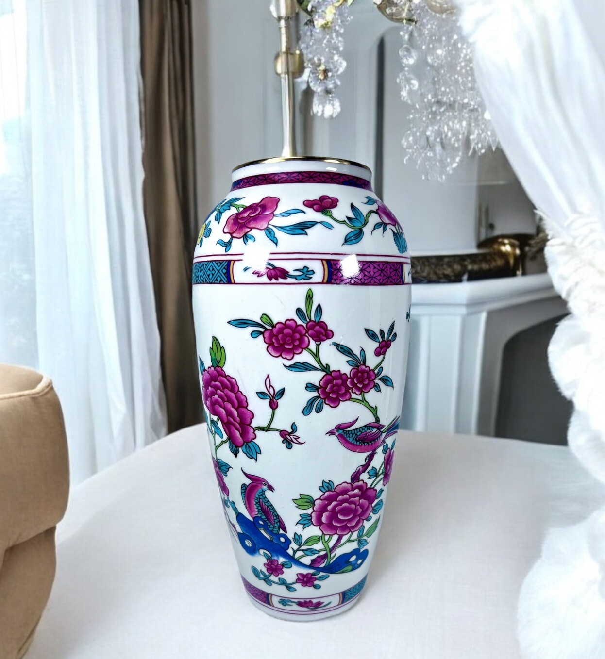 B+C Limoges France L Bernardaud +co Vase antiq 1909-1914 Pheasants Flowers 10” B+C Limoges France L Bernardaud +co Vase antiq 1909-1914 Pheasants Flowers 10”
