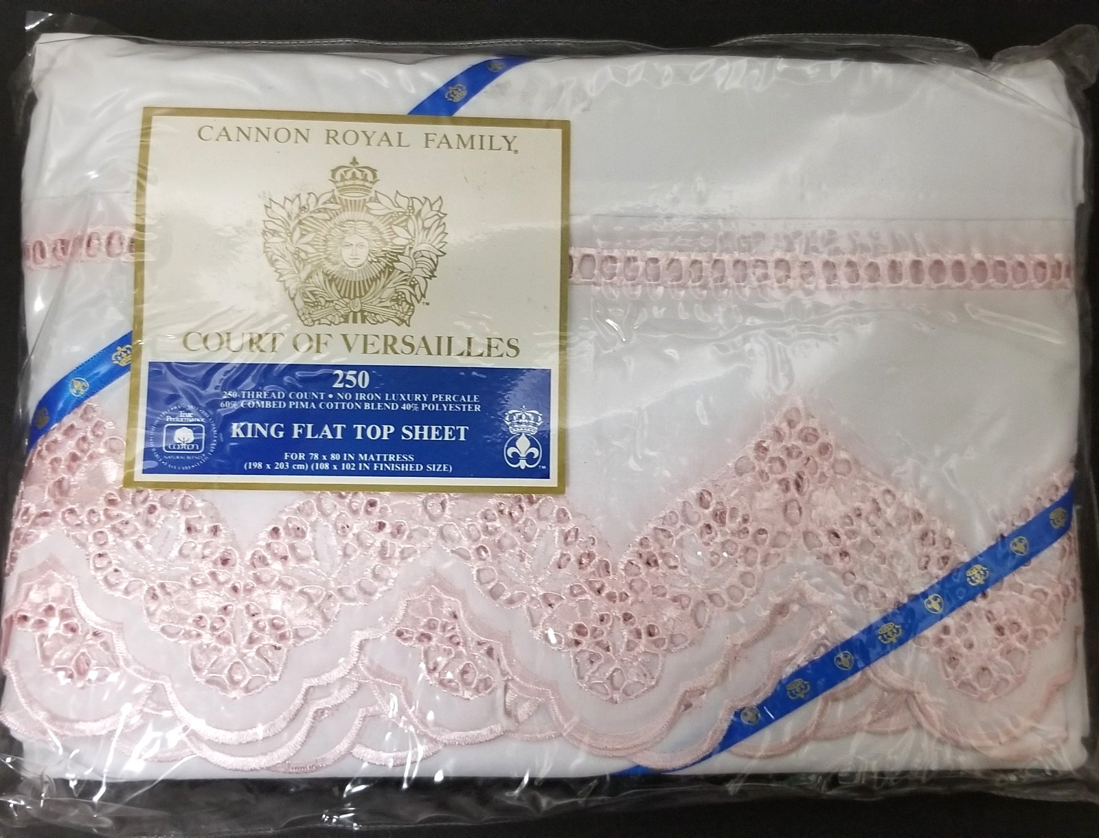 Cannon Royal Family Court Of Versailles King Flat Sheet Pink Le Palais  NOS