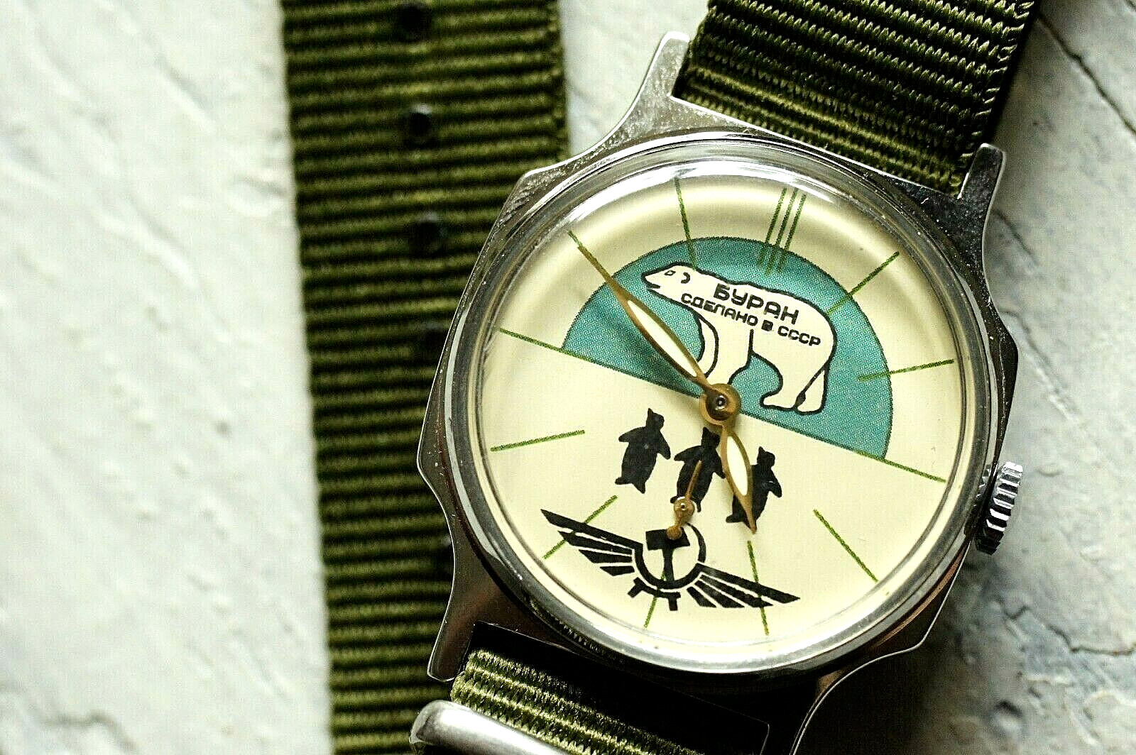 POBEDA BURAN Antarctic polar bear Arctic USSR Vintage Watch Victory