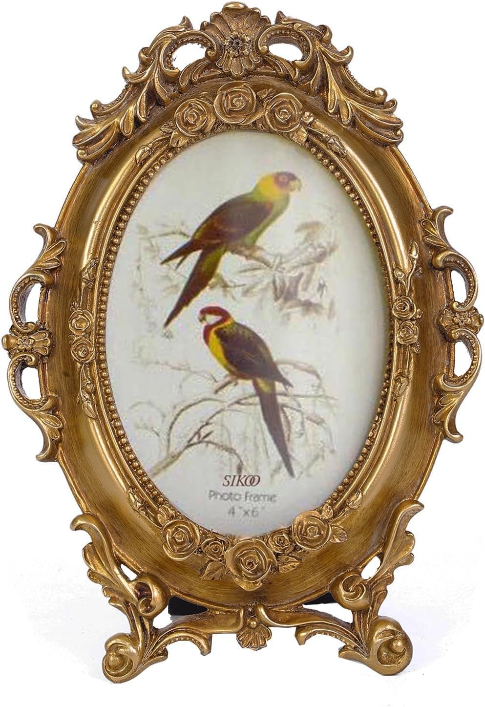 SIKOO Vintage Ornate 4x6 Gold Picture Frame Oval Antique TableTop 4 x 6, 