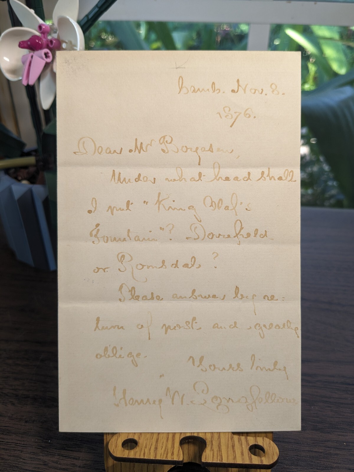 Longfellow Henry Wadsworth Autographed Letter & Longfellow Henry Wadsworth Autographed Letter &
