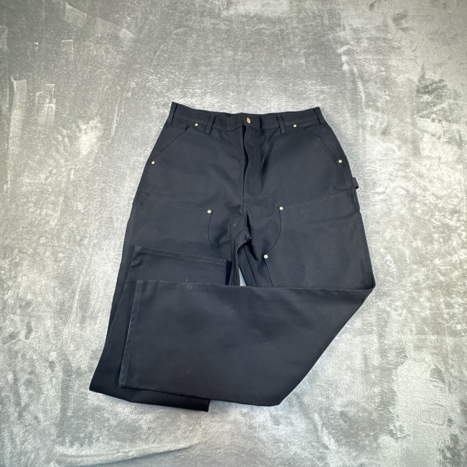 Carhartt B01 Pants Mens 38x32 Black Loose Straight Firm Duck Double Knee Work
