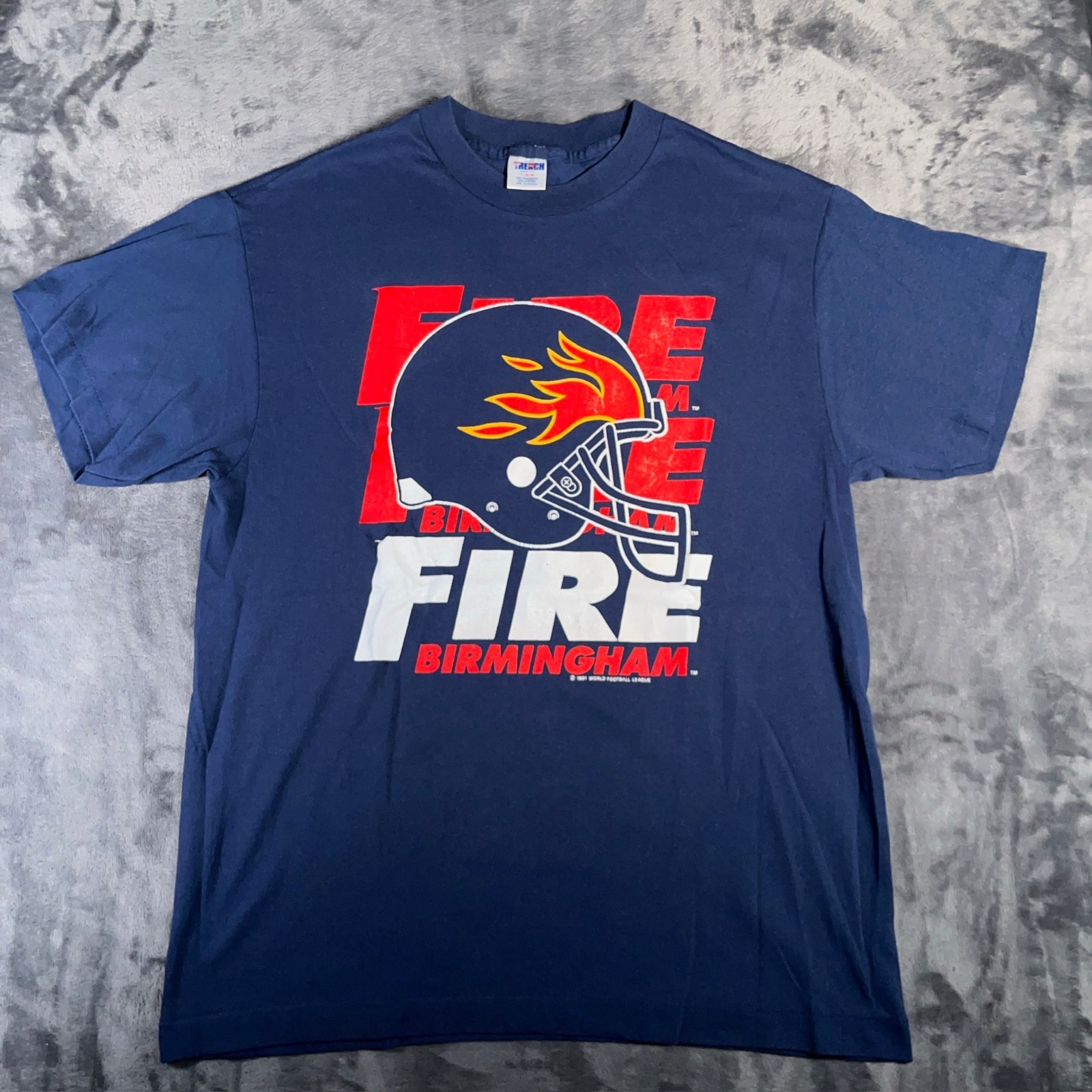 Vintage Birmingham Fire Shirt Mens Large Blue World Football League USA NFL 90s