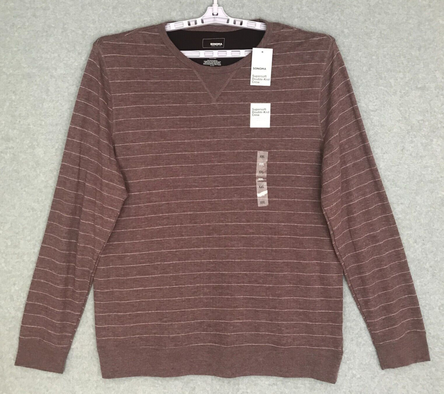 NEW Sonoma Double Knit Crew Shirt Mens 2XL Brown Long Sleeve Supersoft Crew NWT NEW Sonoma Double Knit Crew Shirt Mens 2XL Brown Long Sleeve Supersoft Crew NWT