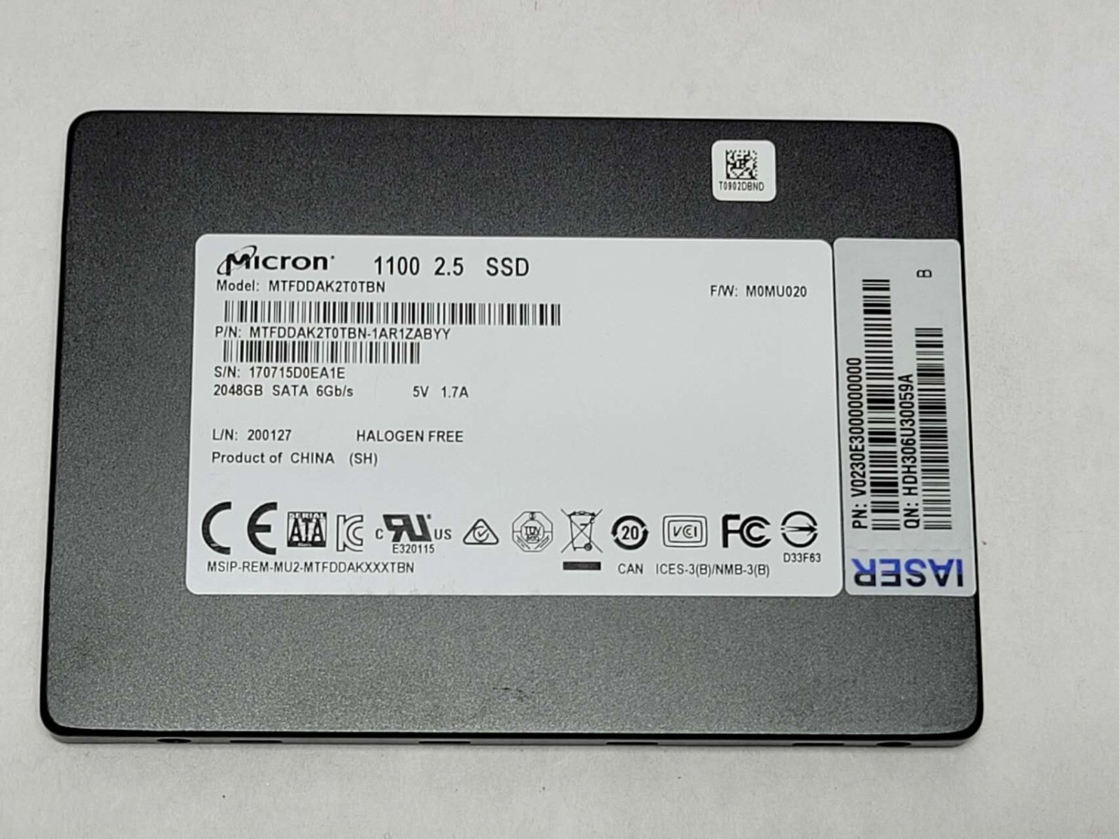Micron 1100 2TB 2048GB 2.5 SATA SSD MTFDDAK2T0TBN Solid State Drive 83%+ Health Micron 1100 2TB 2048GB 2.5 SATA SSD MTFDDAK2T0TBN Solid State Drive 83%+ Health