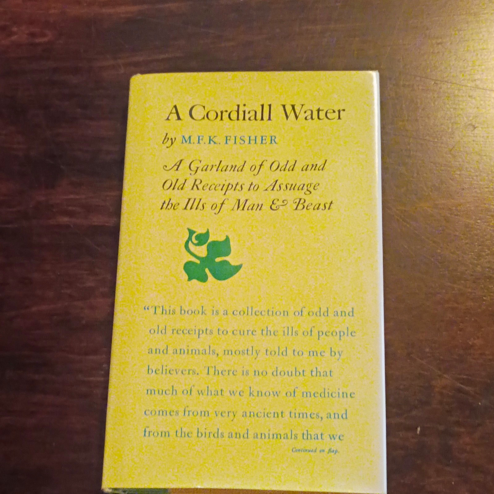 Vintage M.F.K. Fisher A Cordiall Water Hardcover North Point Press