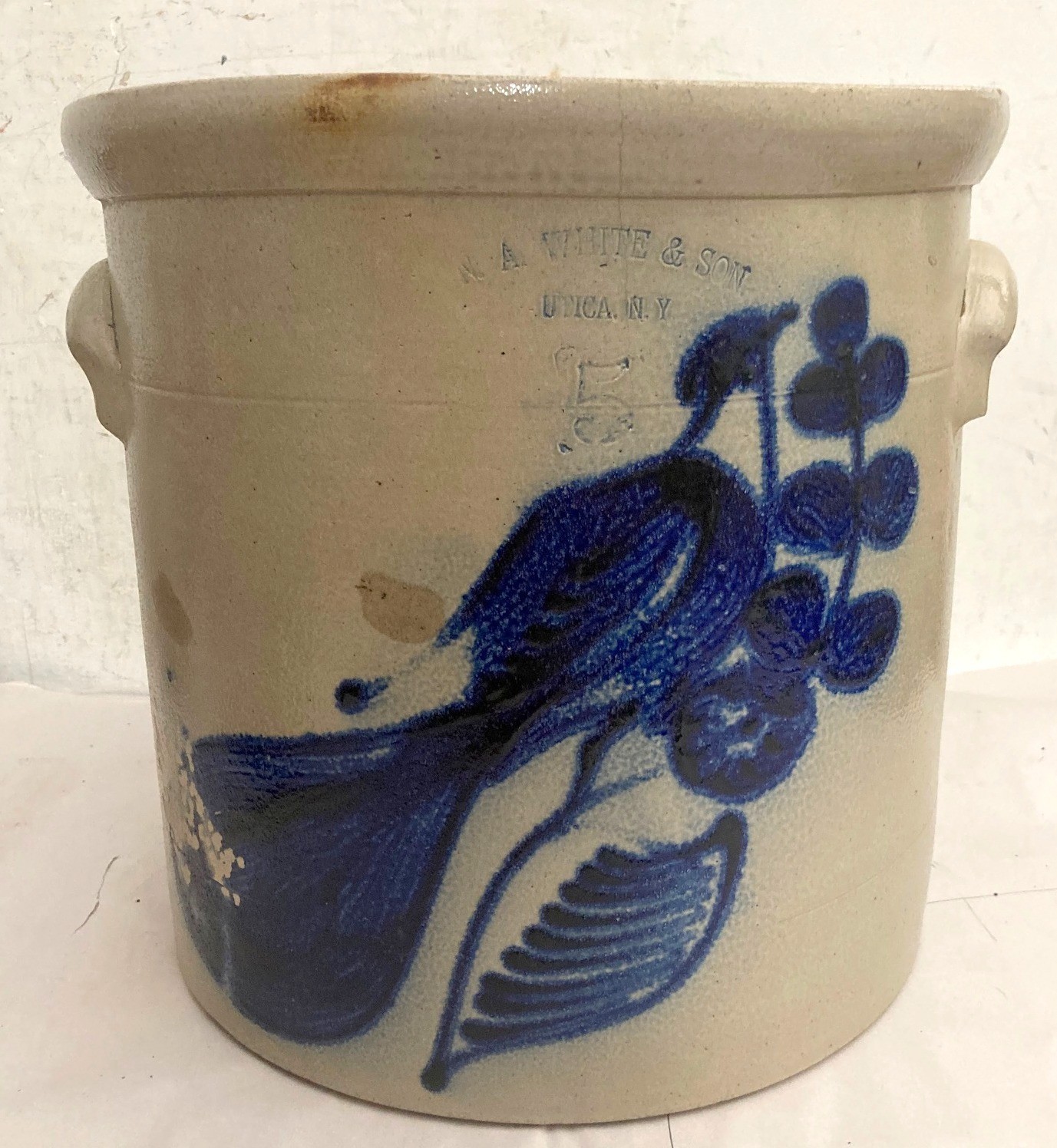 Antique 19th C. Whites Utica Stoneware 5 Gallon Crock 