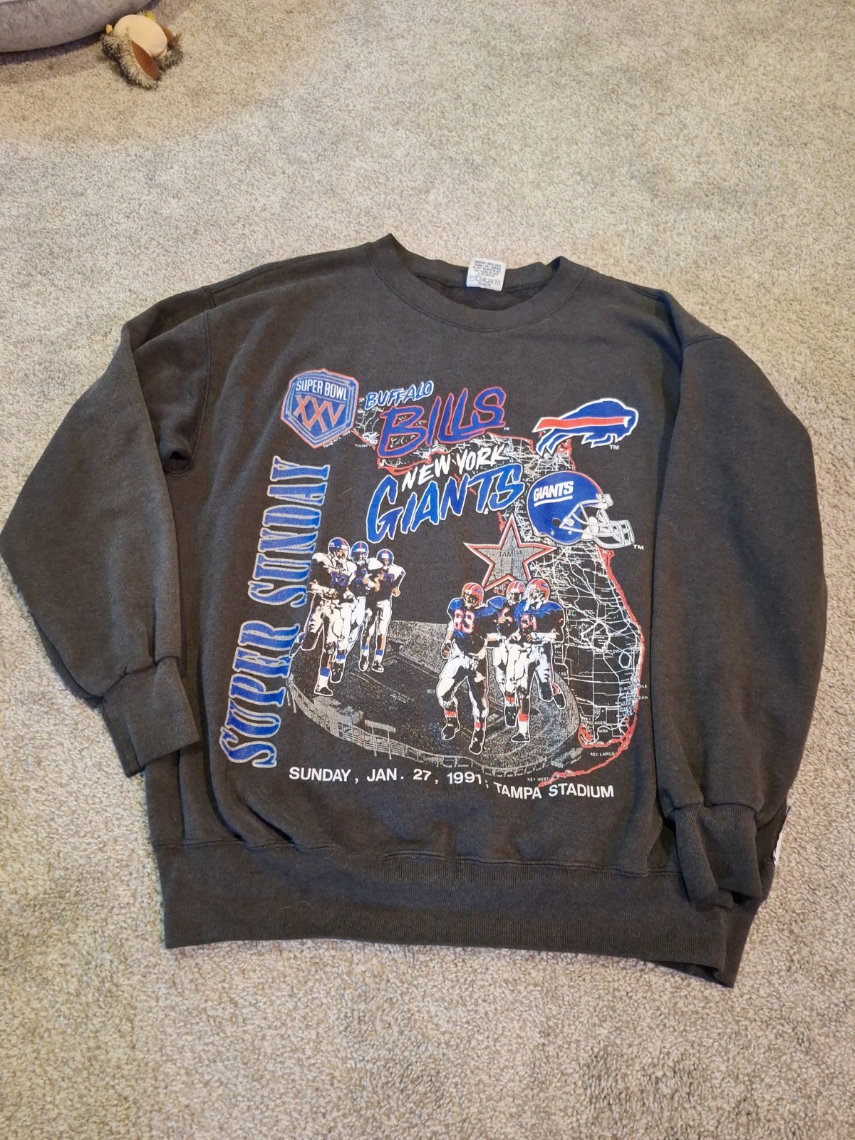 Vtg 1991 Super Bowl XXV Sweatshirt XL Nutmeg Giants Bills Crewneck 90s USA Made Vtg 1991 Super Bowl XXV Sweatshirt XL Nutmeg Giants Bills Crewneck 90s USA Made