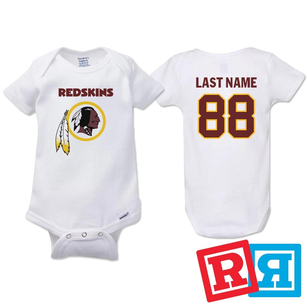 Personalized Washington Redskins Gerber Baby Onesie® Cotton Custom Bodysuit Personalized Washington Redskins Gerber Baby Onesie® Cotton Custom Bodysuit