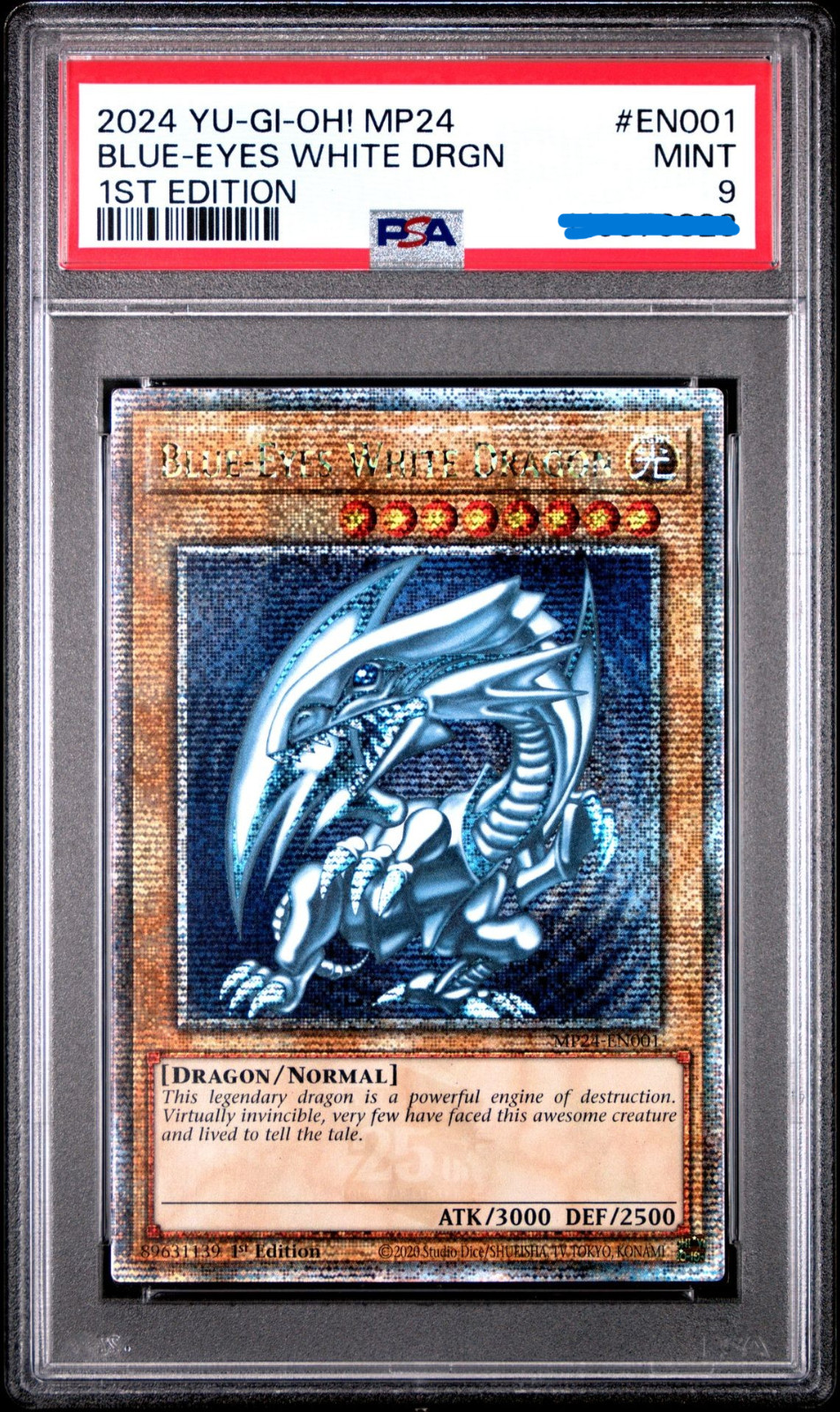 YUGIOH PSA 9 Blue-Eyes White Dragon MP24-EN001 QCR 1st Edition 