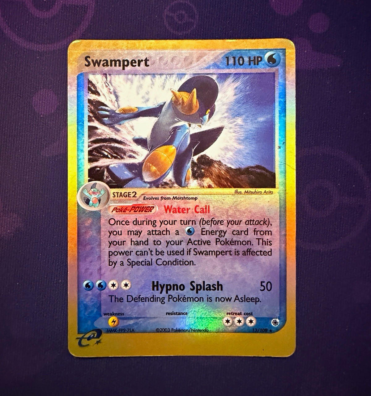 Swampert 13/109 EX Ruby & Sapphire Rare Reverse Holo English 2003 Pokemon TCG Swampert 13/109 EX Ruby & Sapphire Rare Reverse Holo English 2003 Pokemon TCG