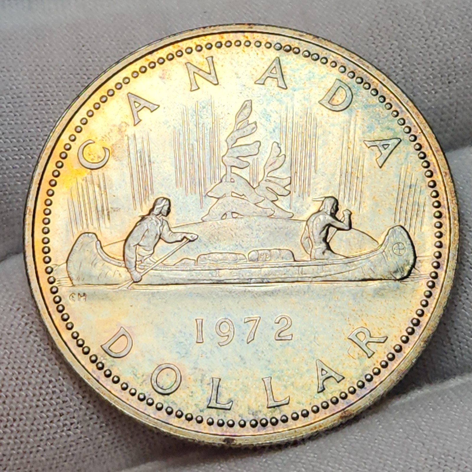 Canada 1972 Proof-like 50% Silver Dollar $1 Unc BU Pastel Toning Reverse GB-2bE Canada 1972 Proof-like 50% Silver Dollar $1 Unc BU Pastel Toning Reverse GB-2bE