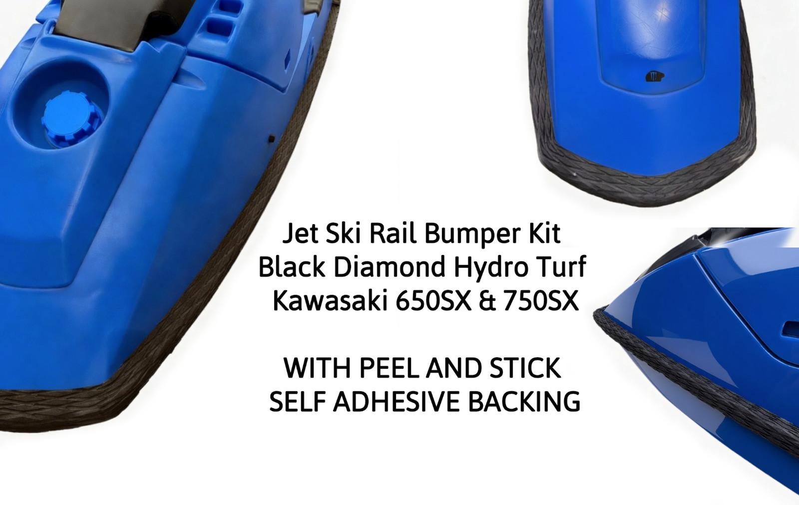 Jet Ski Side Rail Bumper Kit Hydro Turf Kawasaki 650SX & 750SX BLACK DIAMOND PSA