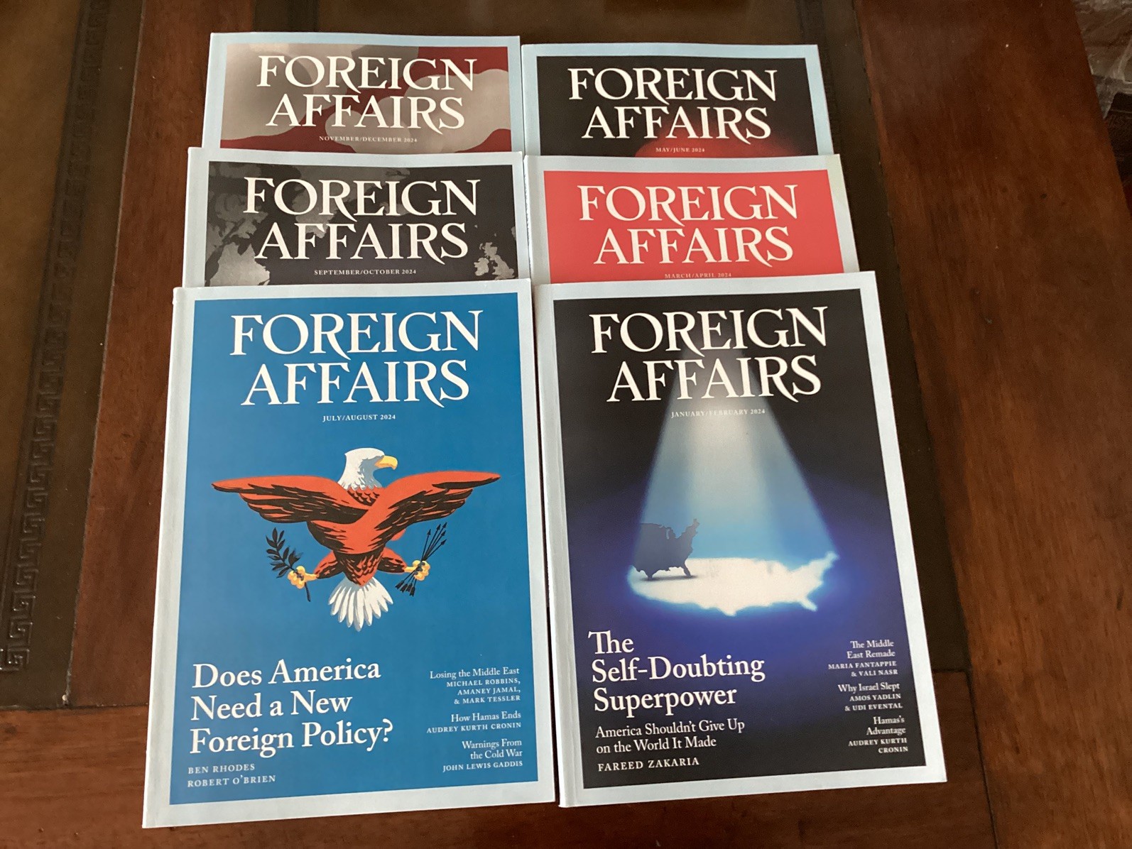 FOREIGN AFFAIRS Magazine Magazines LOT All Six 6 Issues Complete Set from 2024 FOREIGN AFFAIRS Magazine Magazines LOT All Six 6 Issues Complete Set from 2024