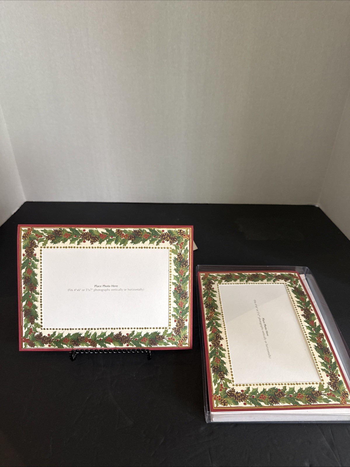 Lot of 9 Vtg Christmas Photo Holder Greeting Cards Holly Vertical Or Horizontal