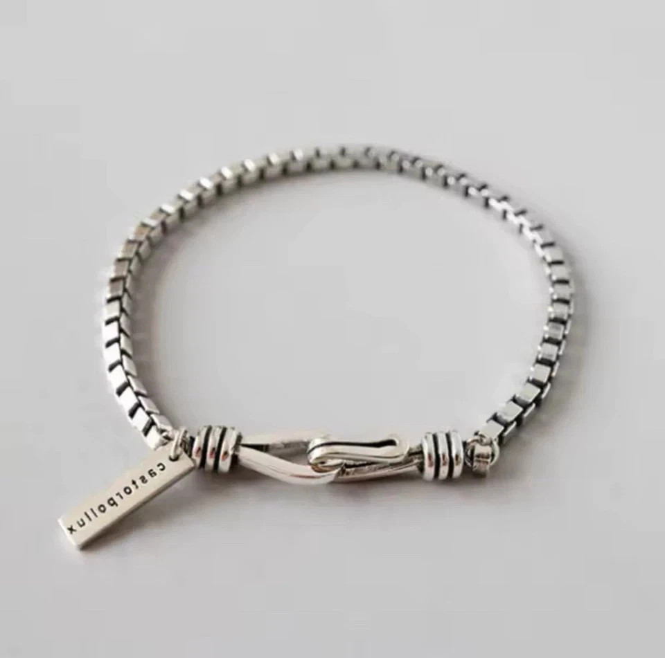 Vintage Thick Box Chain Bracelets Women 925 Sterling Silver Jewelry Gift 7 in Vintage Thick Box Chain Bracelets Women 925 Sterling Silver Jewelry Gift 7 in