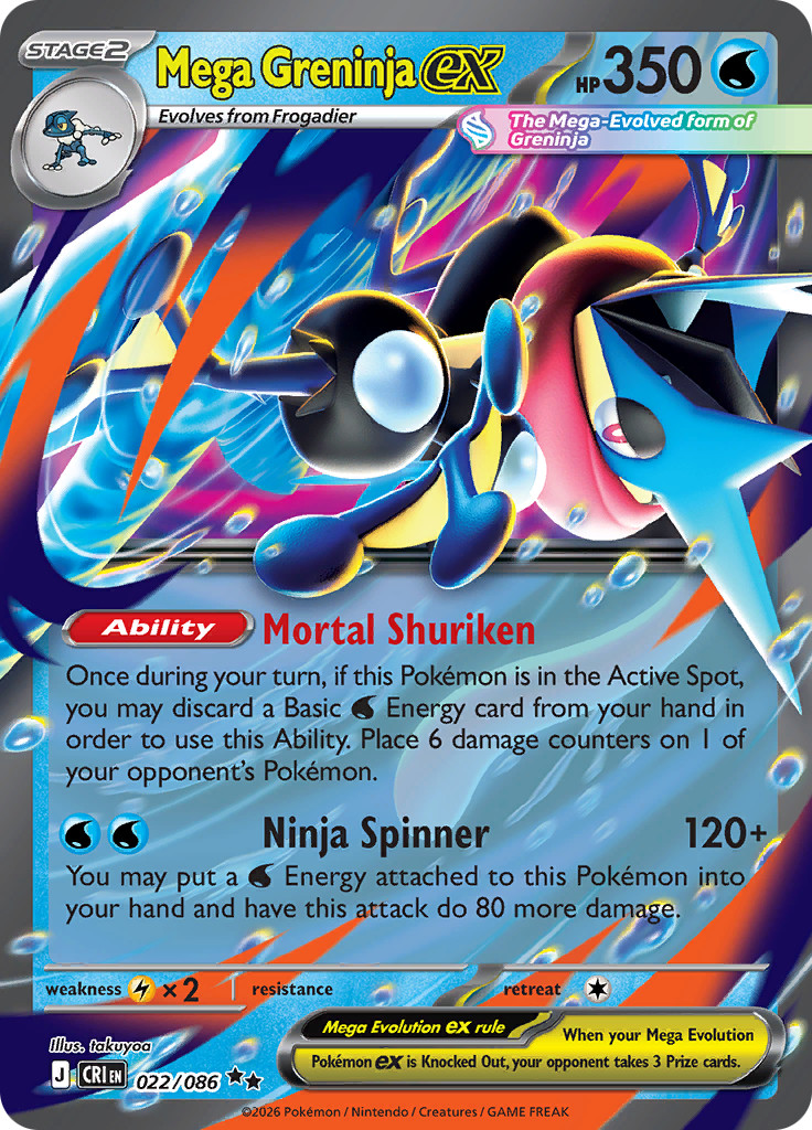 Mega Greninja ex  022/086 - Chaos Rising - Pokemon TCG - Double Rare