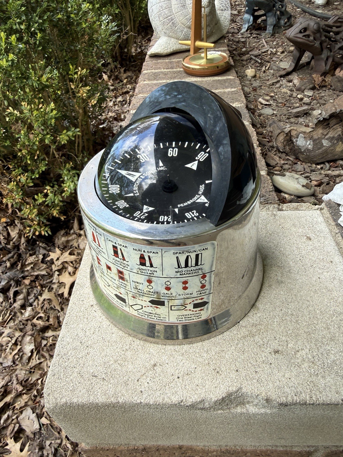 Vintage E.S. Ritchie Large Globemaster Compass From 60’s Chris Craft, Works