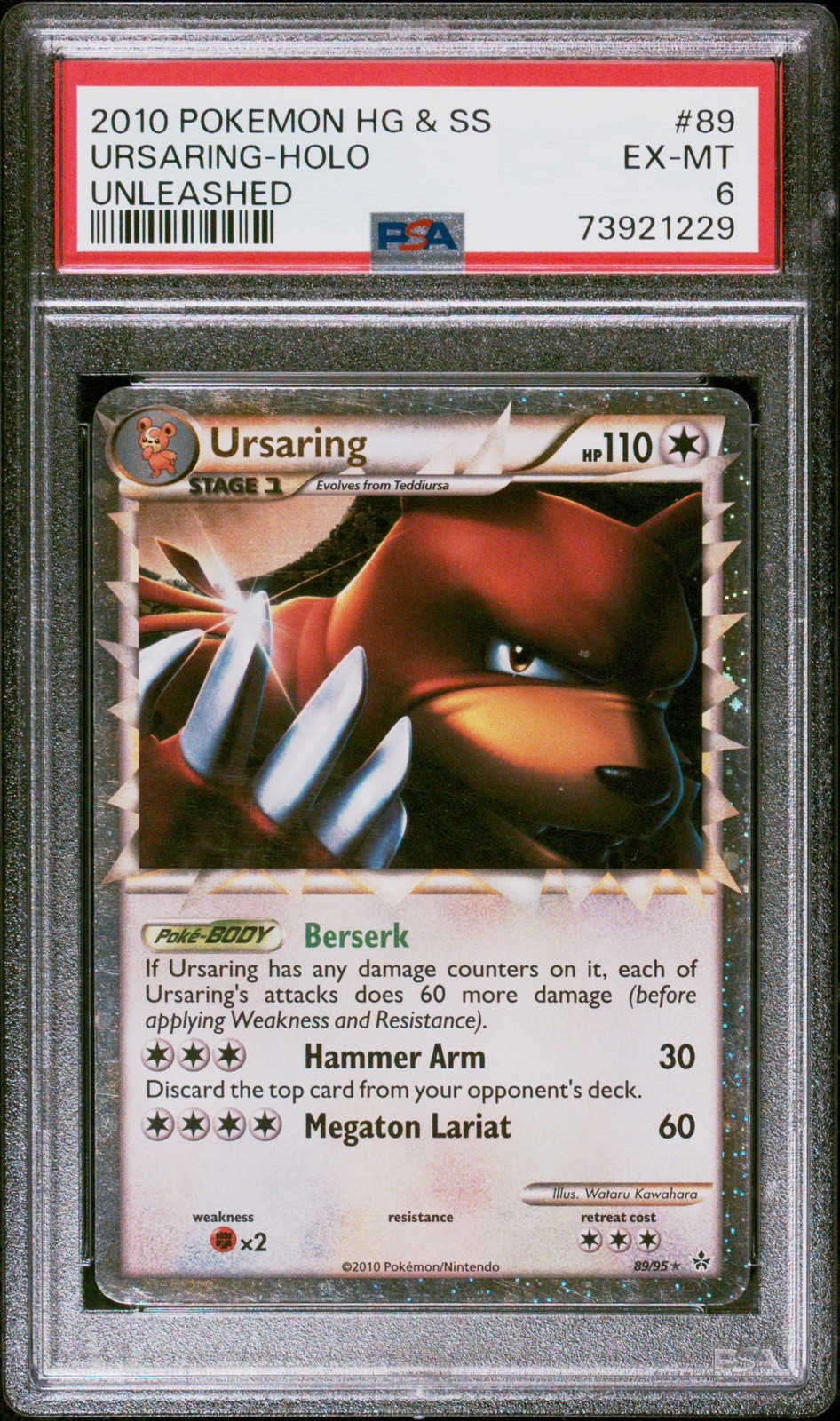 2010 POKEMON UNLEASHED URSARING PRIME #89 ULTRA RARE PSA 6 💎 Low Pop - 63 💎
