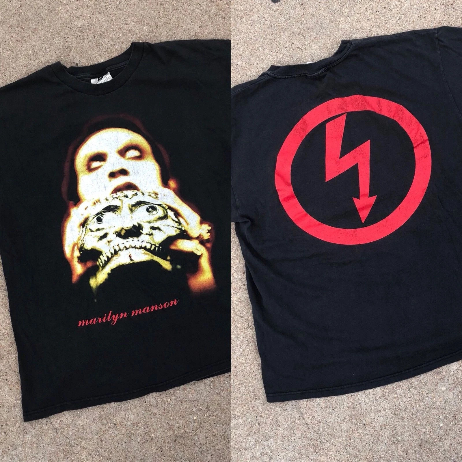 1997 Marilyn Manson Antichrist Superstar Rock Band 2 Side Black T shirt KH15301