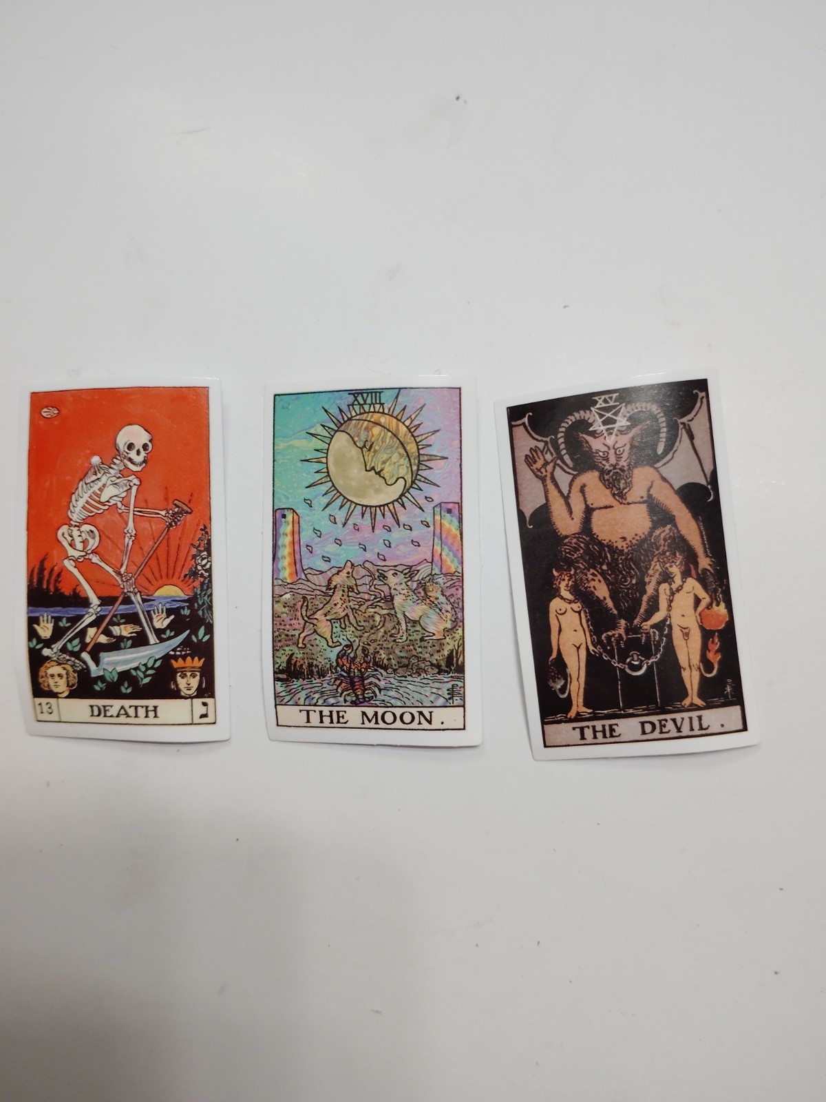 3 Pc Tarot Cards Stickers Set Death Moon Devil Vinyl Decals Laptop Water Bottle 3 Pc Tarot Cards Stickers Set Death Moon Devil Vinyl Decals Laptop Water Bottle