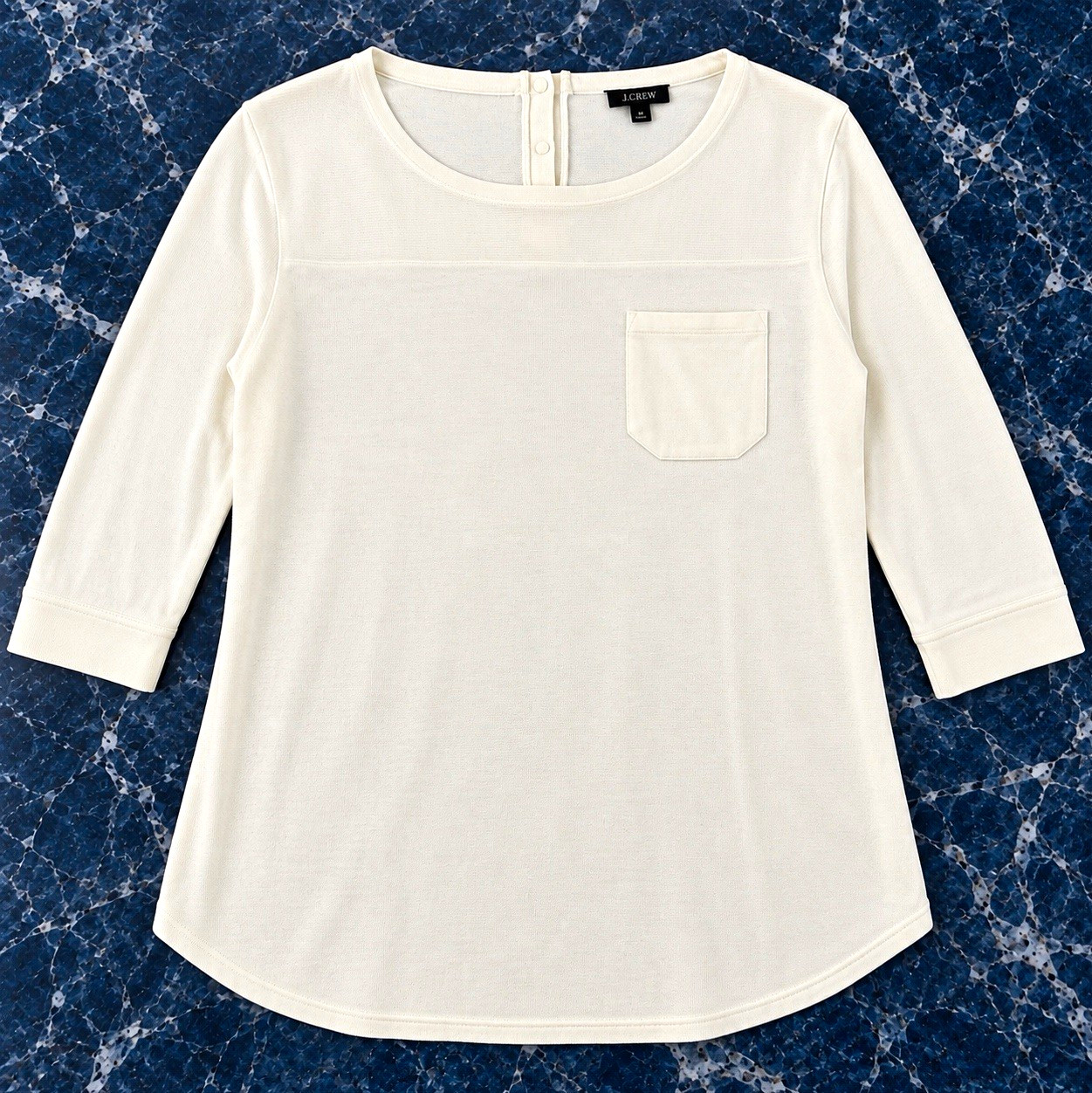 Talbots Women’s White Solid Round Neck 3/4 Sleeve Button Back Pocket Top XS Talbots Women’s White Solid Round Neck 3/4 Sleeve Button Back Pocket Top XS