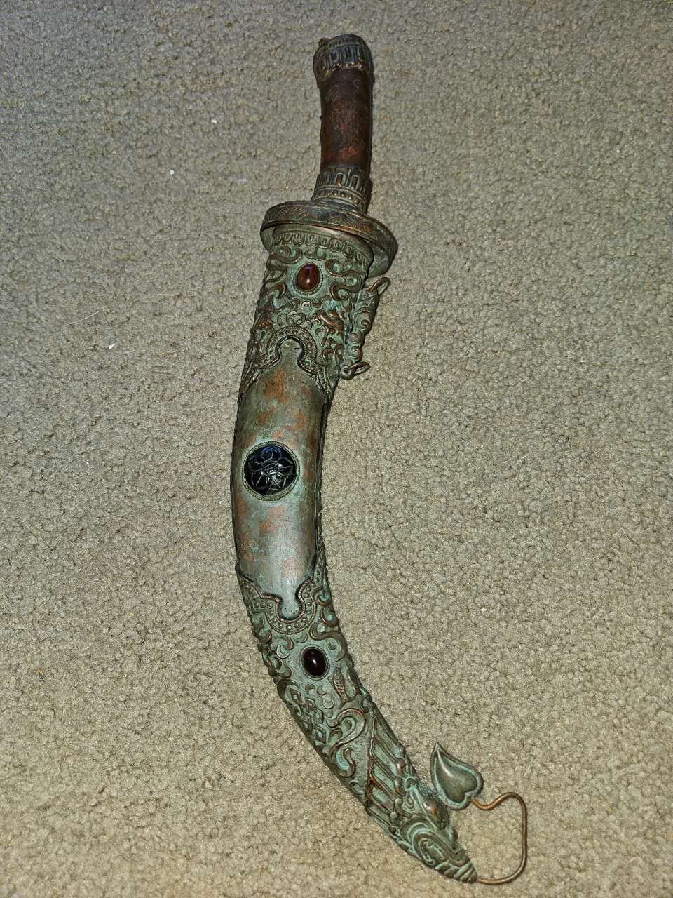Antique or vintage Chinese-Mongolian-Tibetan ceremonial curved dagger Antique or vintage Chinese-Mongolian-Tibetan ceremonial curved dagger