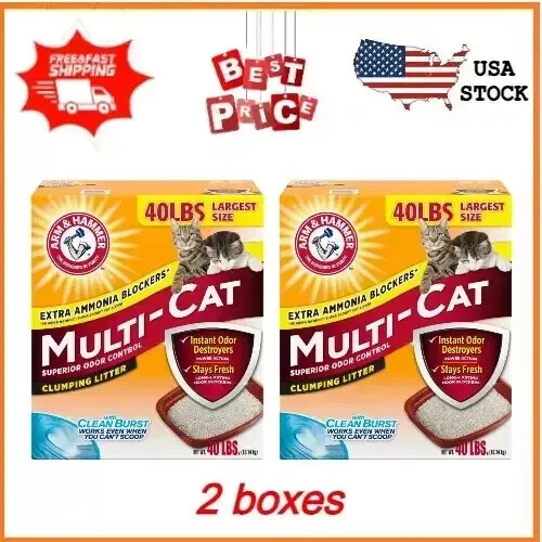 2 x Arm & Hammer Multi-Cat Superior Odor Control Burst Clumping Litter, 40-lb 2 x Arm & Hammer Multi-Cat Superior Odor Control Burst Clumping Litter, 40-lb