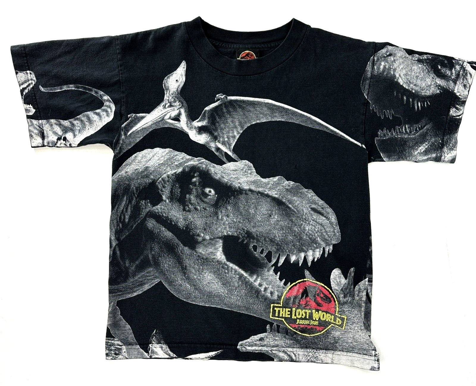 Vintage 1997 All Over Print Jurassic Park Shirt The Lost World Youth XL T-Rex
