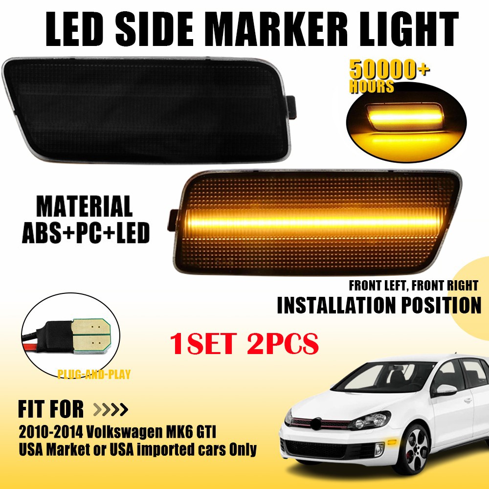 2-20X LED Side Marker Light Lamp Smoke For 2010-2014 VW MK6 Golf GTI White Amber
