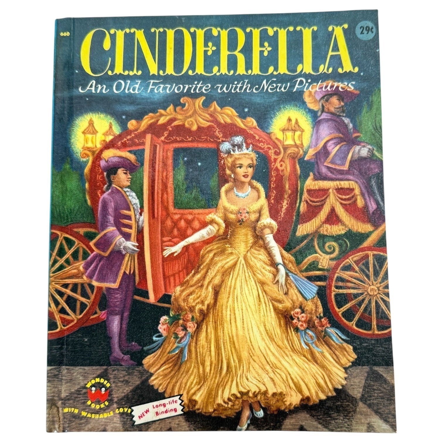 1954 Cinderella Wonder Book Hardcover Illustrated Vintage Childrens Storybook