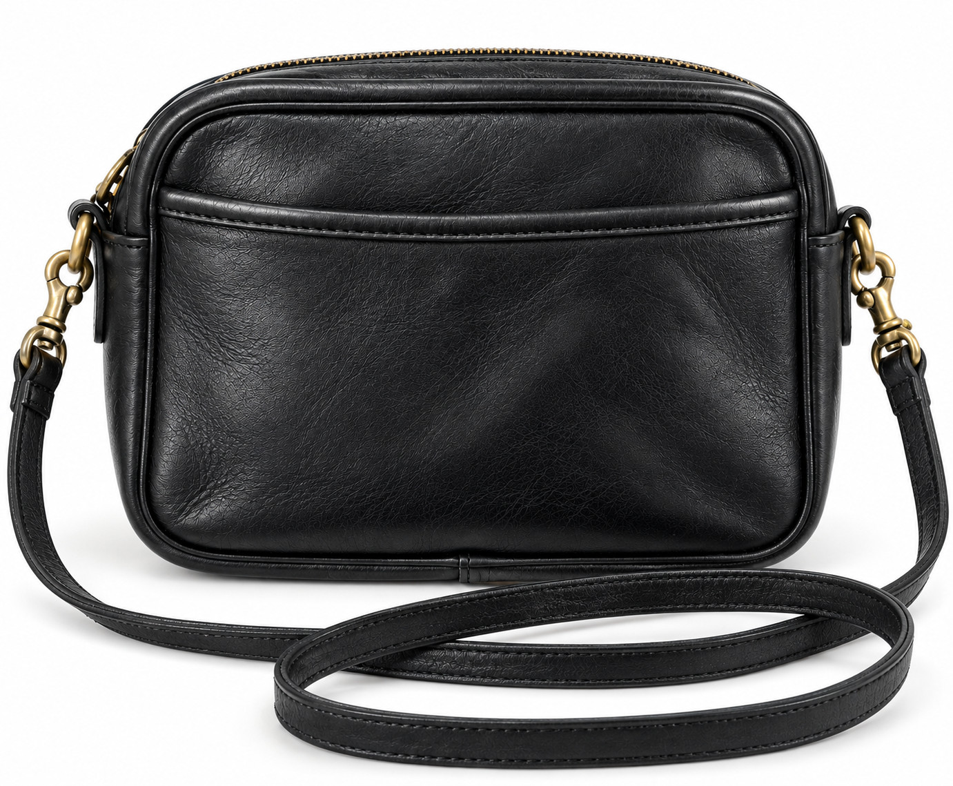 Vintage Coach Black Leather Crossbody Camera Bag Brass Hardware USA