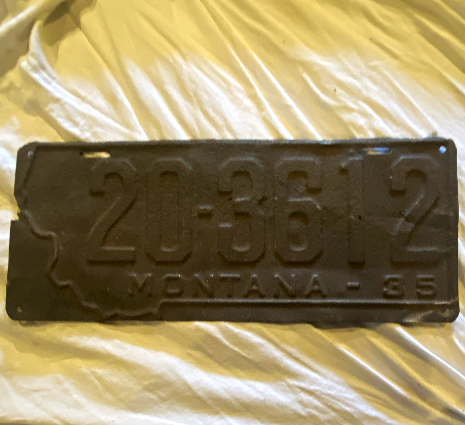 1935  Montana License Plate - State of Montana Plate Number 20-3612