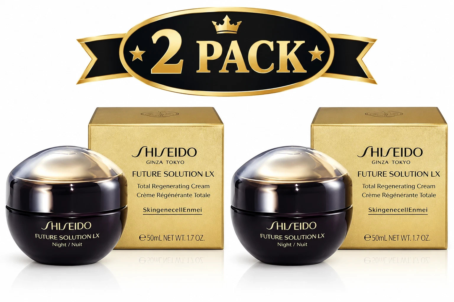 2X Shiseido Future Solution LX Total Regenerating Cream 50 ml/1.7 oz