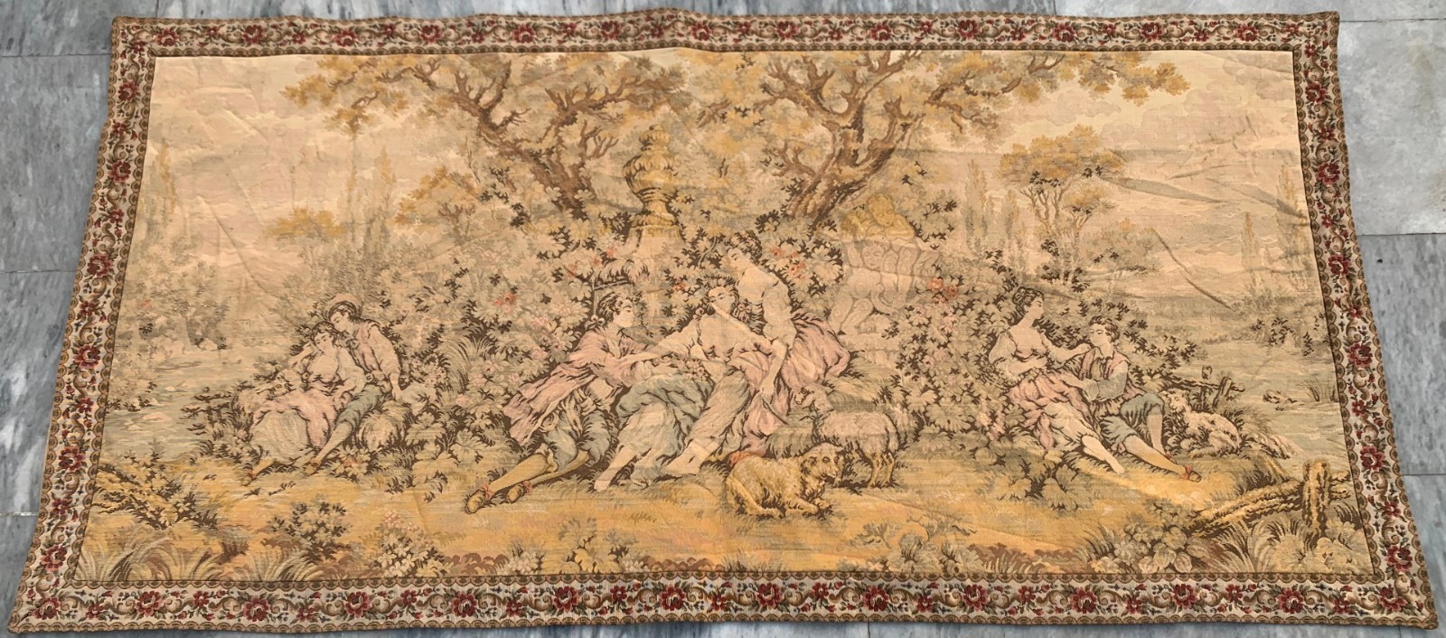 Vintage French Tapestry: Pictorial Goblin French Wall Hanging 3x5 ft
