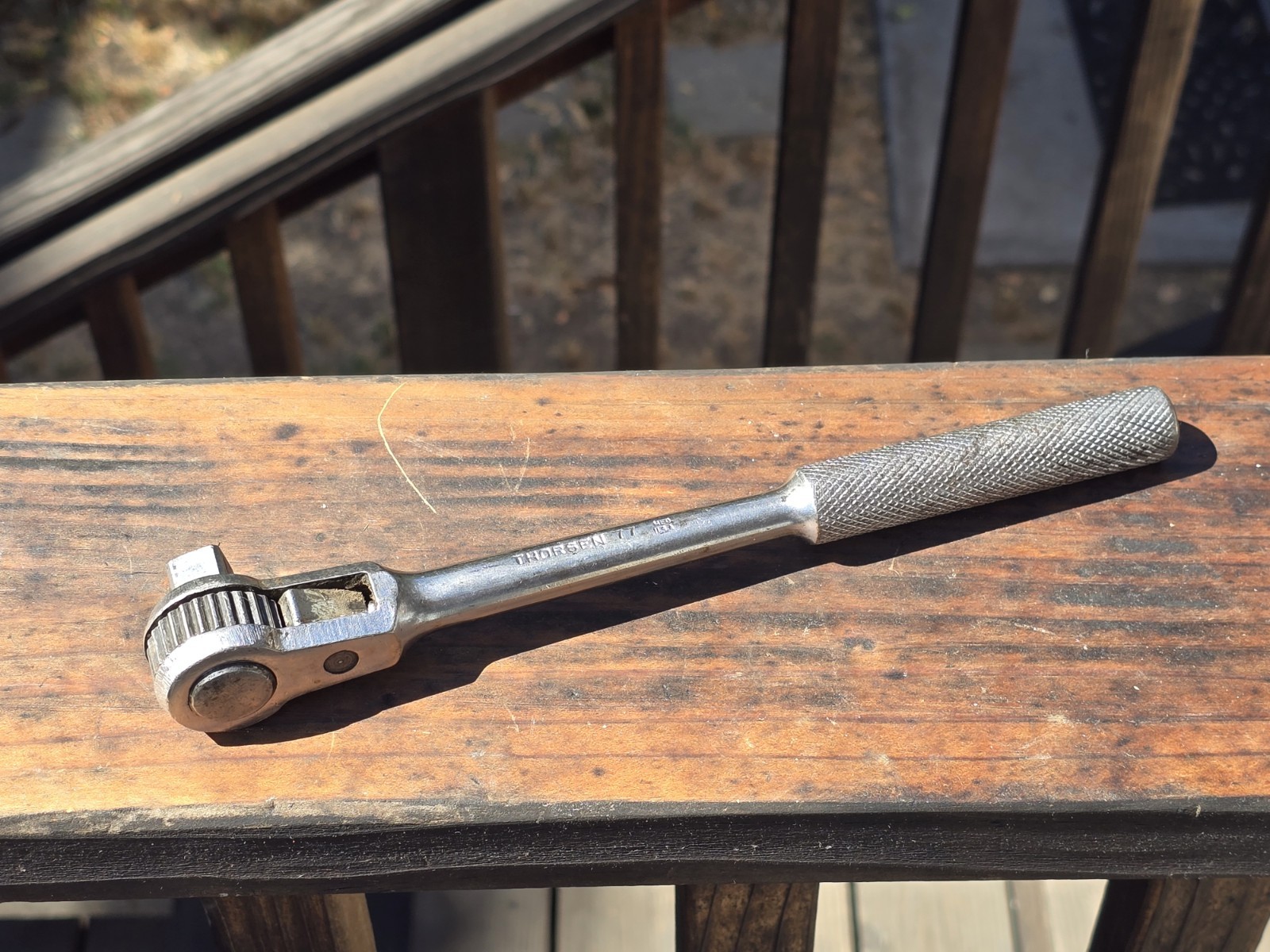 Vintage Thorsen 77  1/2” Drive Ratchet Knurled Handle Open Gear Wrench USA