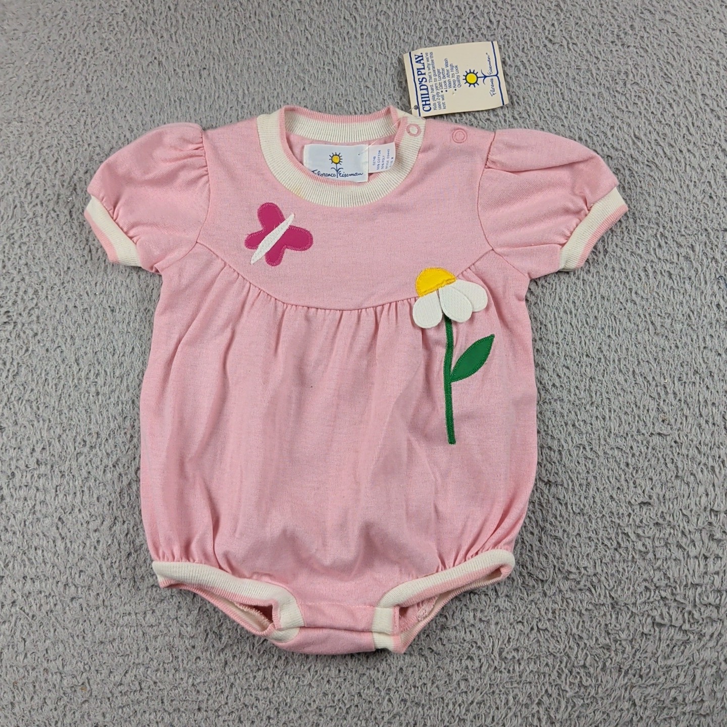 NWT Vintage Florence Eiseman One Piece Baby Girls M Pink Toddler Childs Play