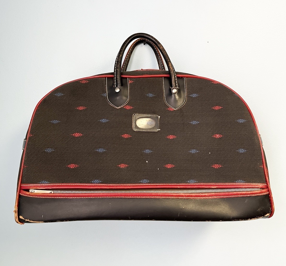 Vintage Mid Century Tweed Suitcase Train Case Vanity Travel Bag Retro