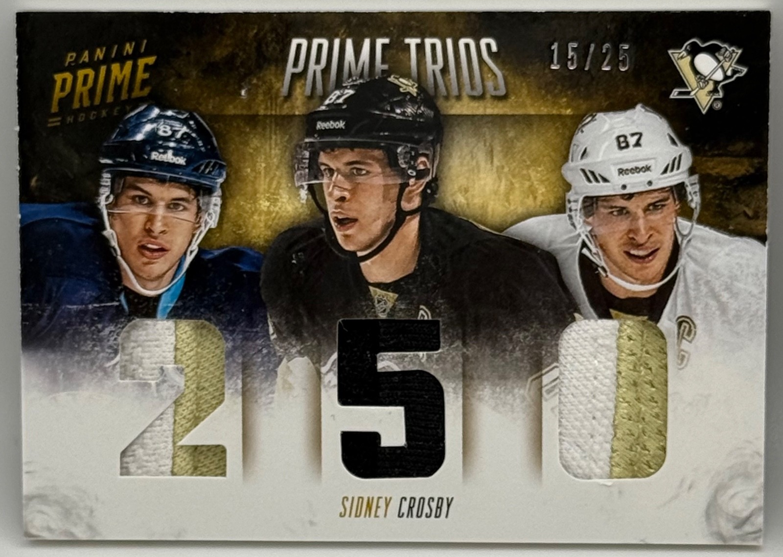 2013-14 PRIME TRIOS SIDNEY CROSBY PANINI PRIME JERSEYS TRIPLE PATCH /25 T-SC