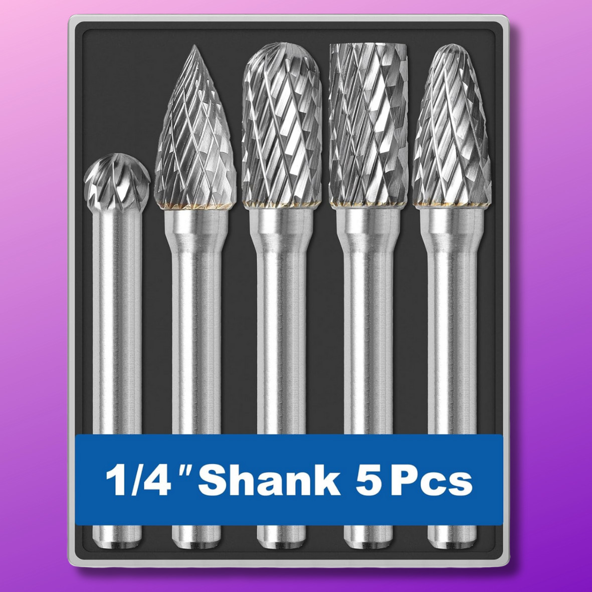 5Pcs Tungsten Carbide Burrs Rotary Burr Set Head 1/4'' Shank Die Grinder Bit US