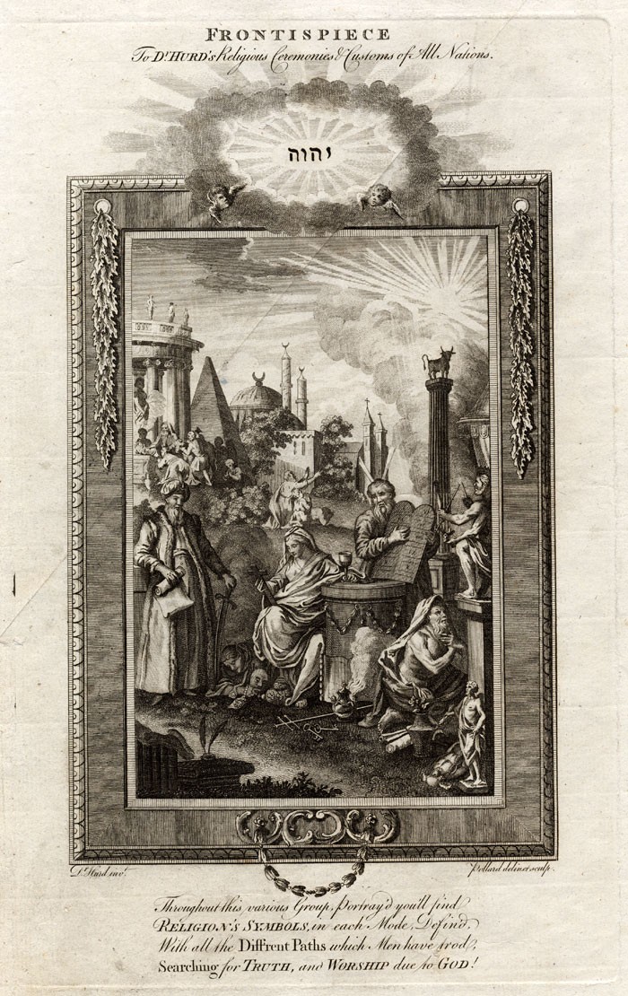Antique Print-FRONTISPIECE-TITLE-RELIGIONS-Hurd-1785