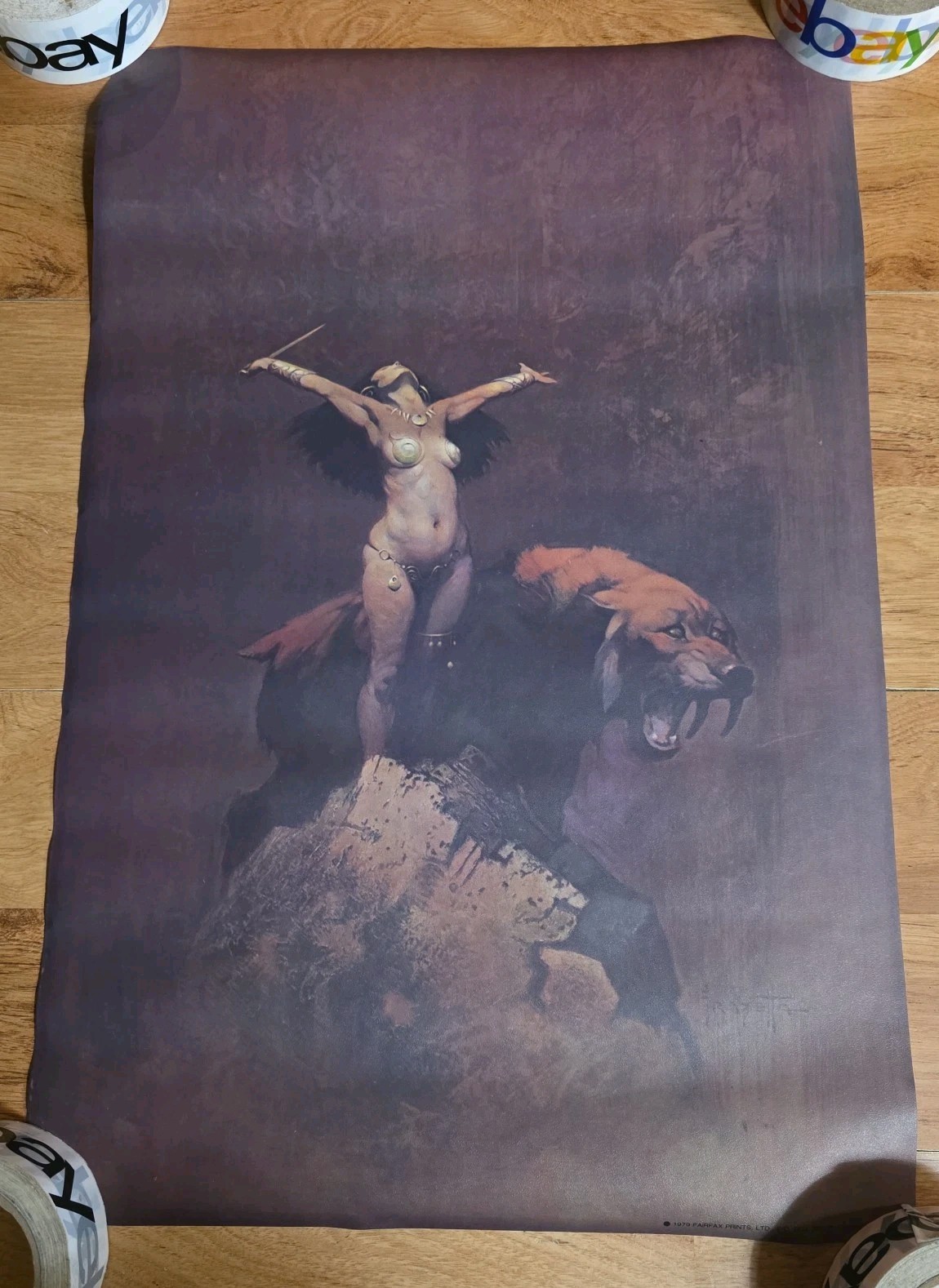 Vintage FRANK FRAZETTA Sun Goddess FANTASY Original PRINT 15.5\