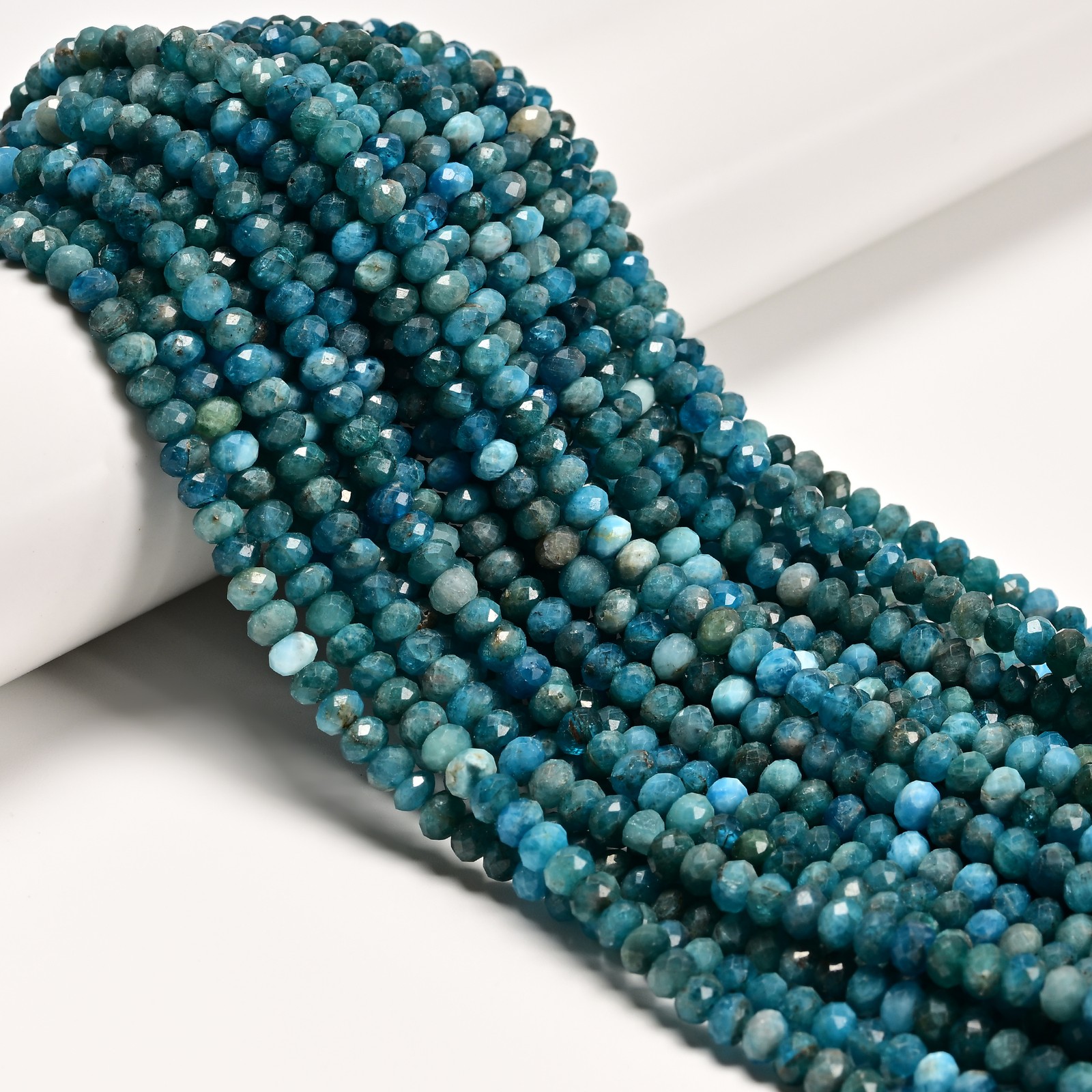 Natural Blue Apatite Faceted Rondelle Beads Size 2x3mm 3x4mm 3x5mm 15.5\